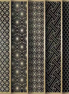 不锈钢新中式简约激光镂空屏风隔断铝浮雕刻入户北欧现代玄关隔断