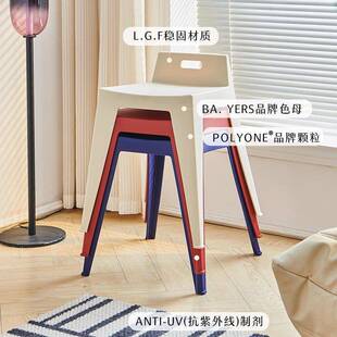 塑料凳子家用加厚结实耐用方凳高板凳饭厅餐凳可叠放客人备用凳子