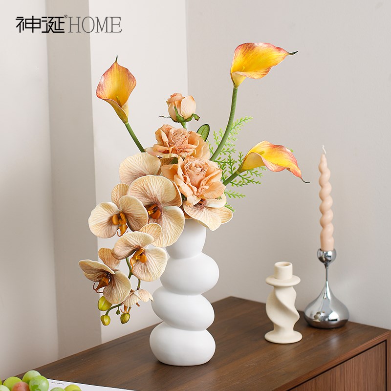 蝴蝶兰把束设计师假花仿真花摆件客厅装饰花餐桌仿生干花插花高档