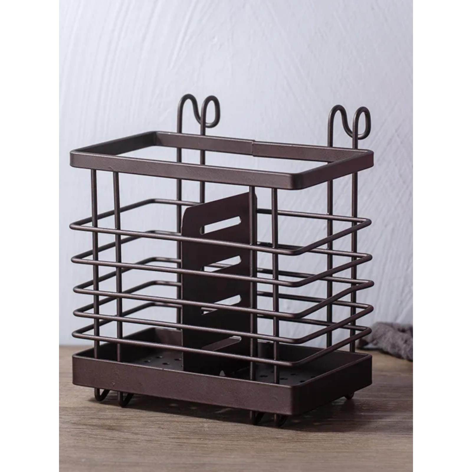 居家家家用铁艺厨房置物架收纳筷子沥水架餐厅筷子筒壁挂式筷子笼