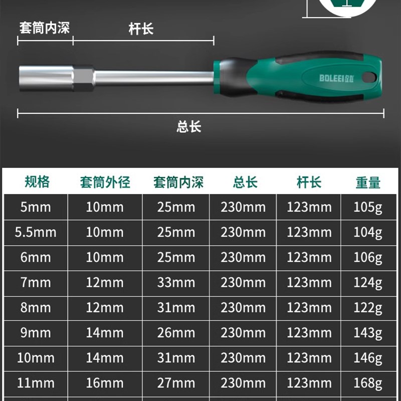 内六角套筒螺丝刀5.5 8 10 13 14 7mm套筒加长m4m5套筒扳手螺丝批