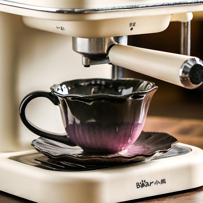 精选复古窑变釉下彩陶瓷咖啡杯碟拿铁专用拉花杯中古杯花茶杯子马