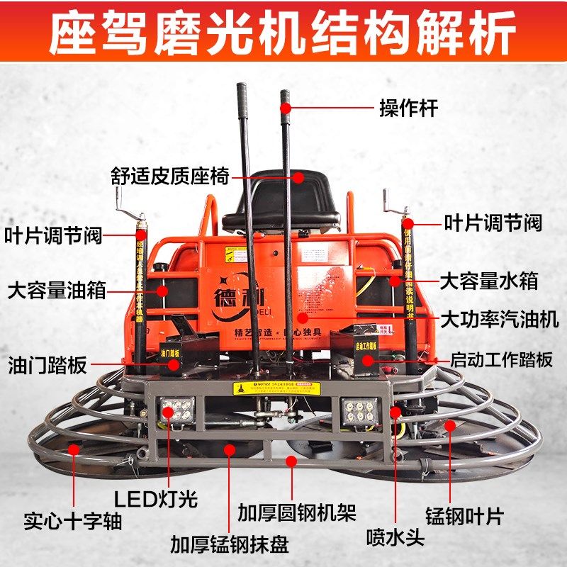 混凝土路面手扶抹平机汽油座驾式磨光机收光机双圆盘驾驶型抹光机
