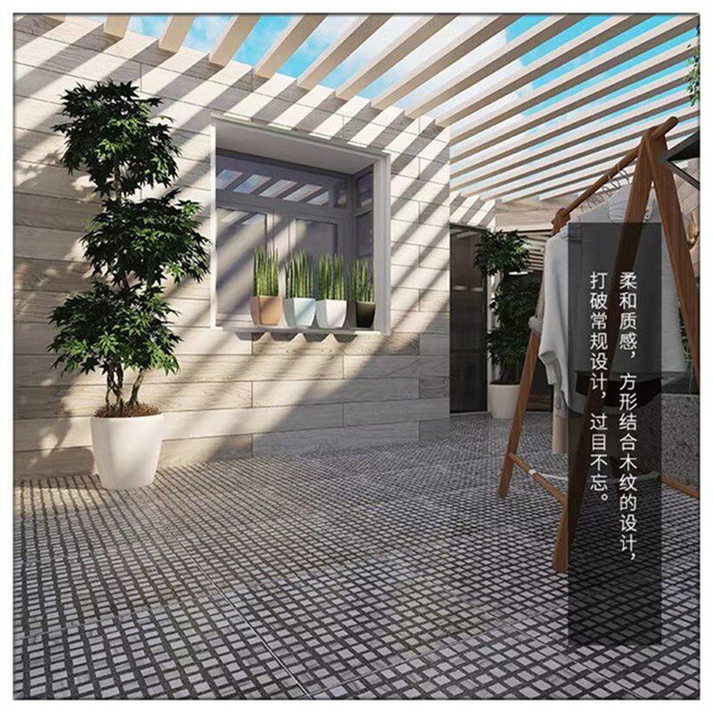 灰色水磨石瓷砖花砖民宿阳台商铺格子地砖600x1200仿古砖600600