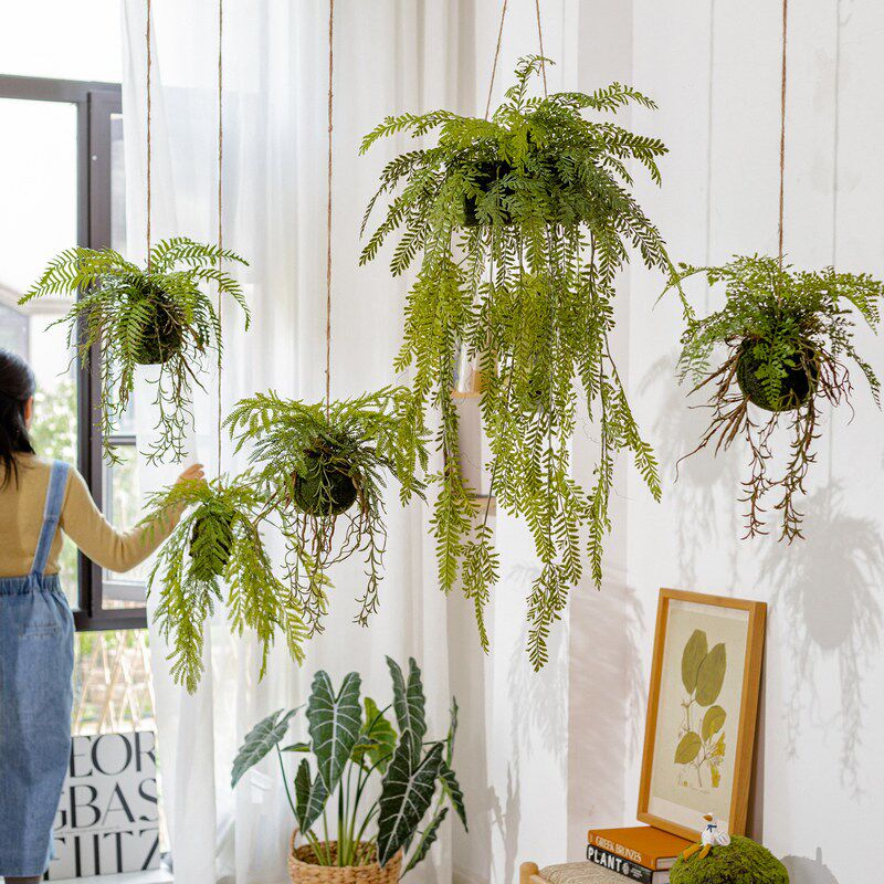 仿真蕨类垂吊假植物室内装饰壁挂假绿植墙小植物吊挂花卉摆件装饰