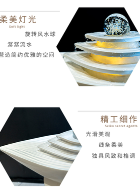 创意简约水景流水摆件循环水办公室水钵喷泉招财桌面落地家居装饰