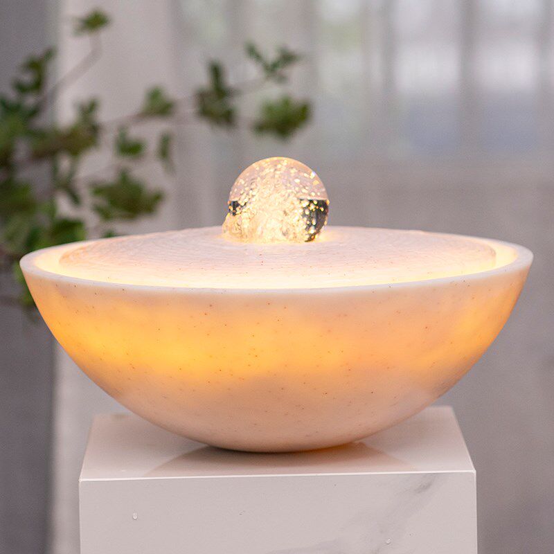 简约聚宝盆喷泉客厅办公室桌面流水摆件循环水招财风水球轮装饰品