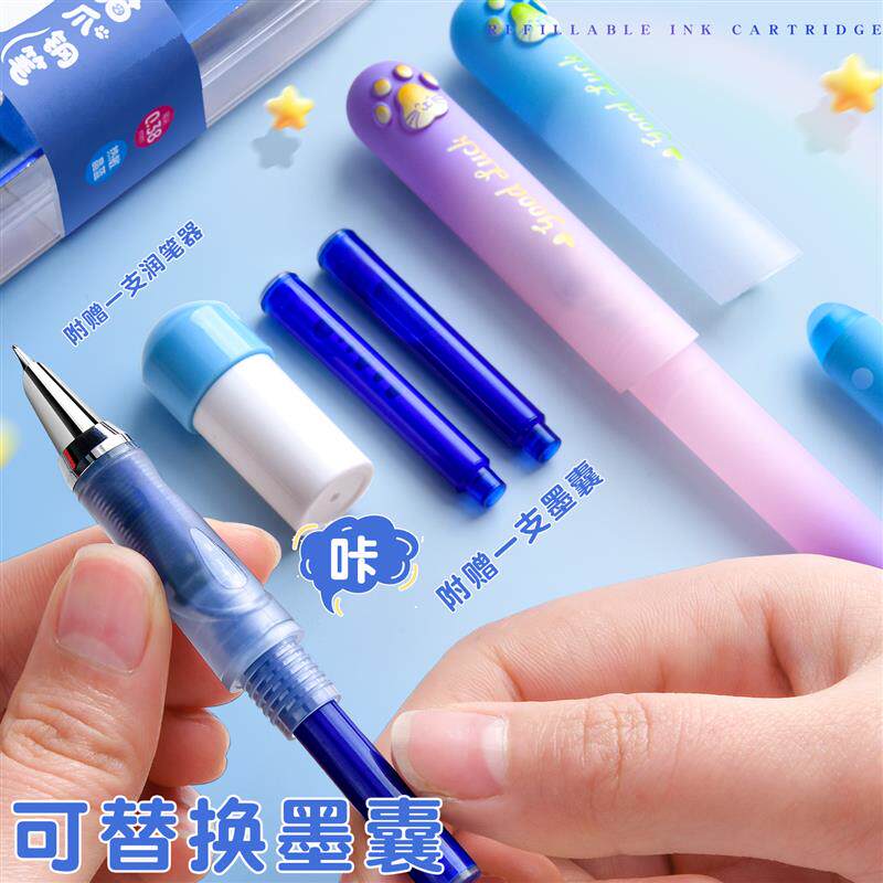 传人钢笔热可擦钢笔套装暗尖小学生专用三年级正姿练字书法钢笔可