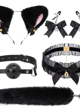 猫咪猫耳朵发箍狐狸头箍头饰发卡项圈性感兽耳狐狸铃铛尾巴套装