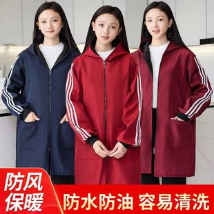 可印衣罩衣家用房厨防水女 双层透气防脏围裙干活工QNG作服男长袖