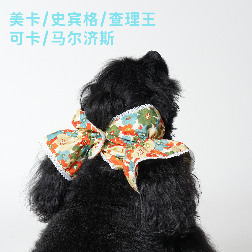 宠物狗狗长耳头套防脏耳套可爱蕾丝花边美卡英卡史宾格比格脖套