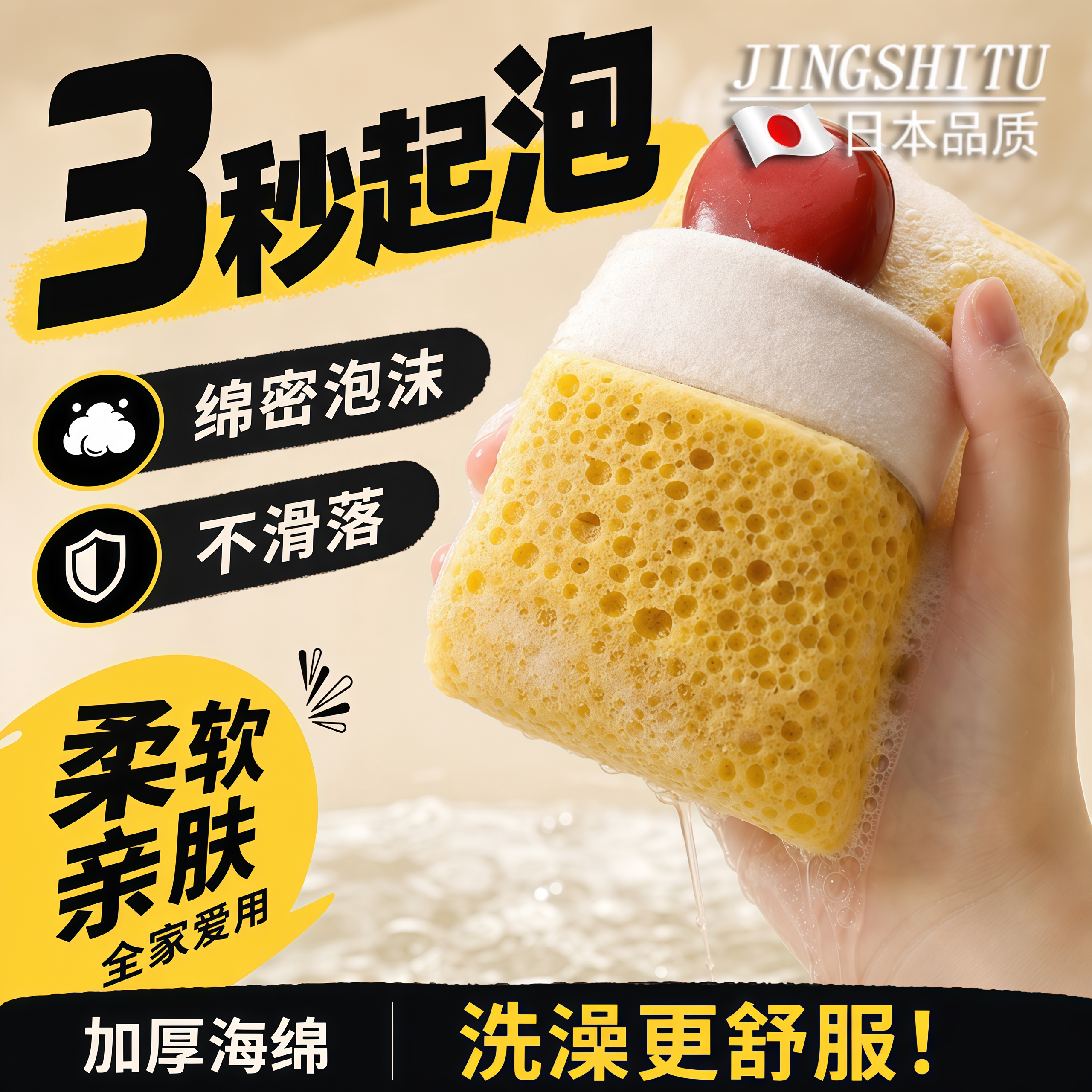 三合一肥皂袋沐浴海绵起泡网搓澡洗脸手套超柔软加厚沐浴球香皂袋