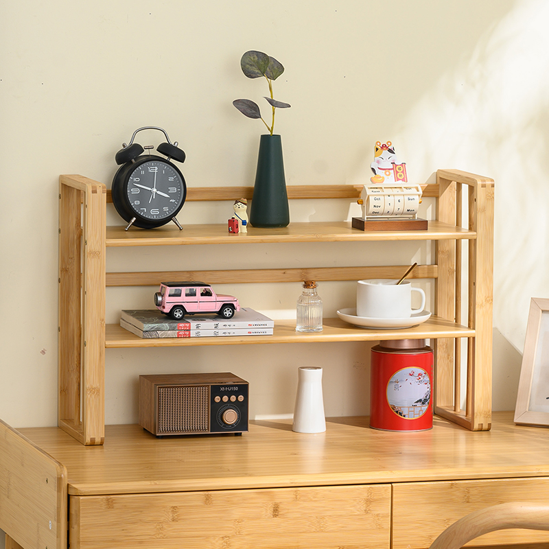 书桌上分层书架办公桌面多层置物架儿童简易储物学生收纳架小型竹