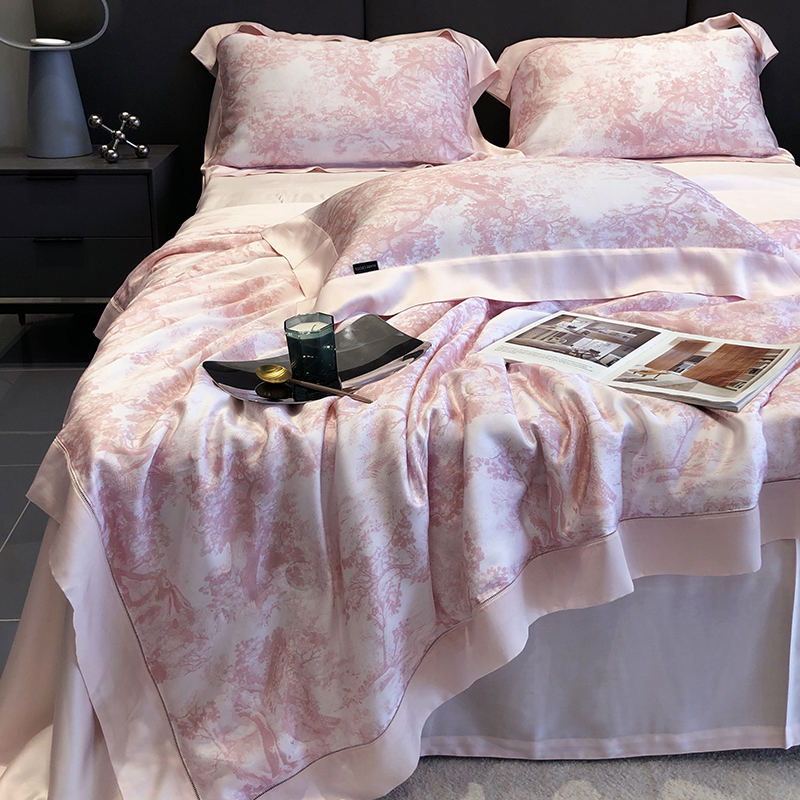 进口100支兰精天丝夏凉被四件套 夏季丝滑凉感薄空调被子可水洗