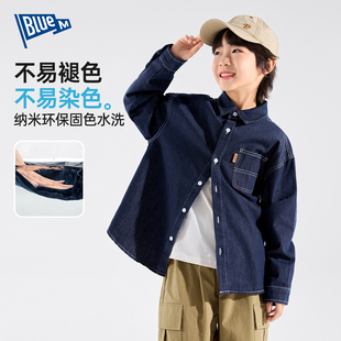 【防褪色】儿童牛仔衬衫男童外套秋冬季男孩女孩衬衣童装衣服上衣