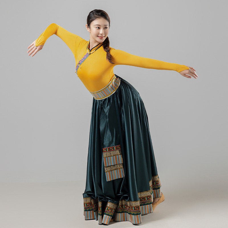 藏族舞蹈演出服女民族舞大摆裙图片