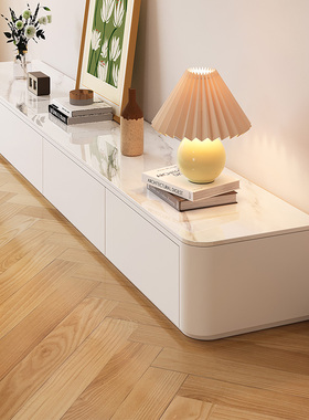 奶油风电视柜茶几组合现代简约客厅家用2025新款白色落地电视机柜