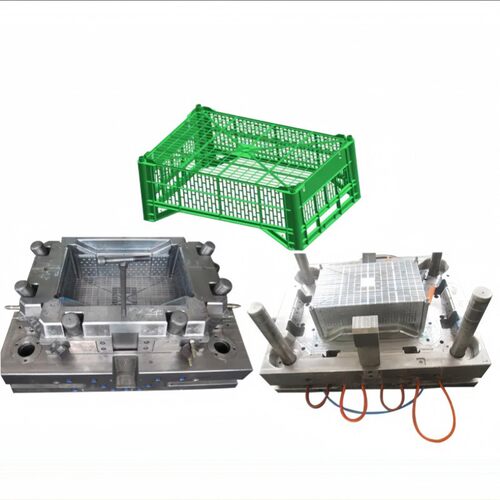 HDPE塑料材料注塑水果周转箱模具可折叠篮子模具厂家模具开发设计