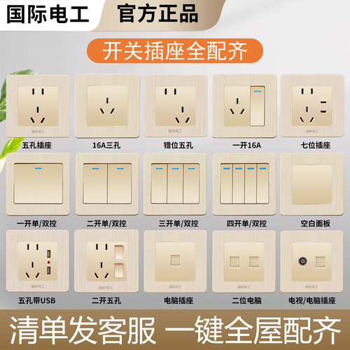国际电工86型暗装USB开关插座