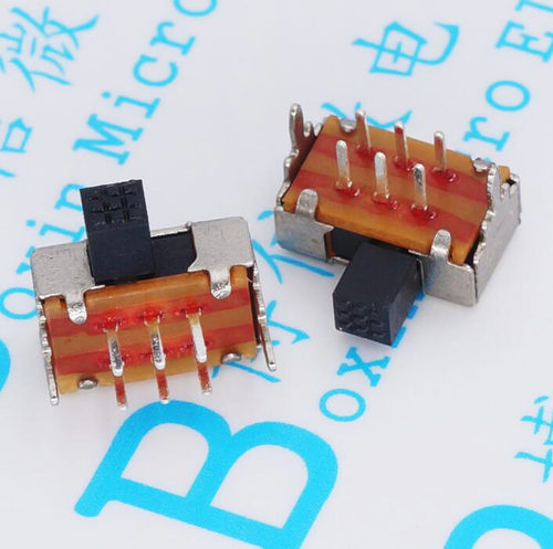 SK22D02 柄长5mm  拨动开关 SK-22D02 6脚 2P2T 卧式双联滑动开关