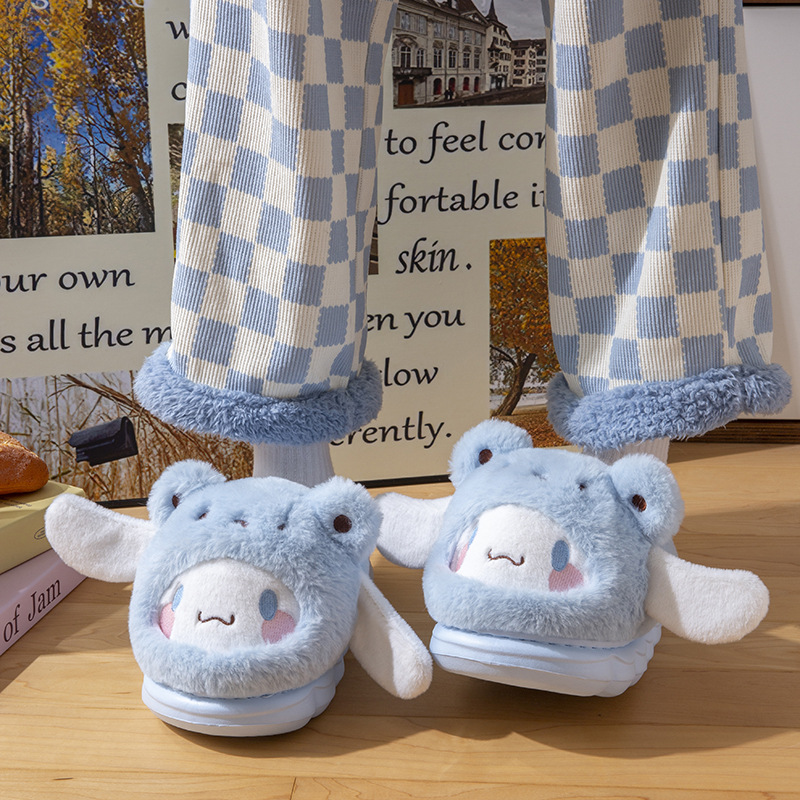 玉桂狗棉拖鞋女冬季可爱正版三丽鸥IP联名加厚加绒保暖毛拖鞋冬天