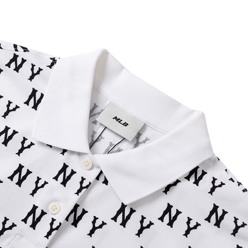 MLB女士翻领短袖冬季新款运动服复古老花时尚潮流POLO衫休闲T恤