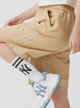 MLB官方男女裤子2025冬季新款针织短裤宽松运动裤五分裤3ASPM0253