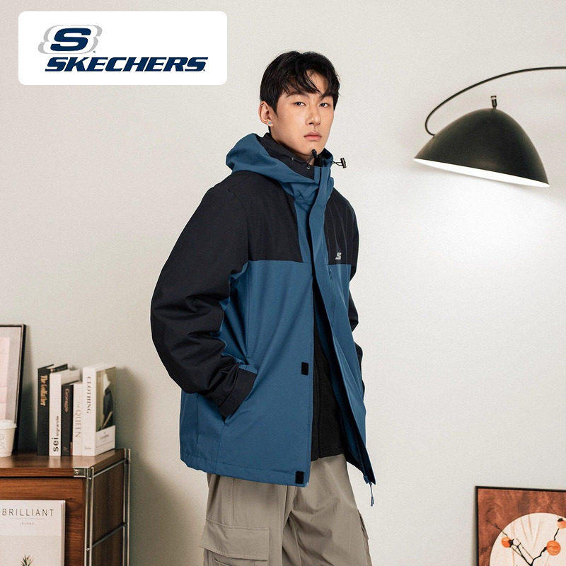 斯凯奇三合一摇粒绒外套男装春夏新款运动服休闲上衣梭织外套夹克