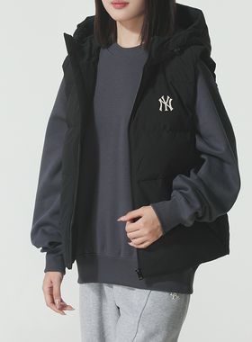 MLB官方NY黑色羽绒马甲2025季新款男女装保暖运动外套3ADVB0456