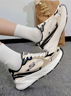 斯凯奇2025冬季EDGERIDE绑带缓震跑鞋女款训练鞋透气轻便休闲鞋