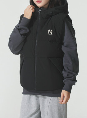 MLB官方NY黑色羽绒马甲2025季新款男女装保暖运动外套3ADVB0456