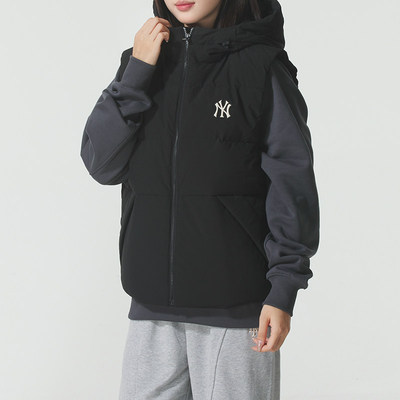 MLB官方NY黑色羽绒马甲2025季新款男女装保暖运动外套3ADVB0456