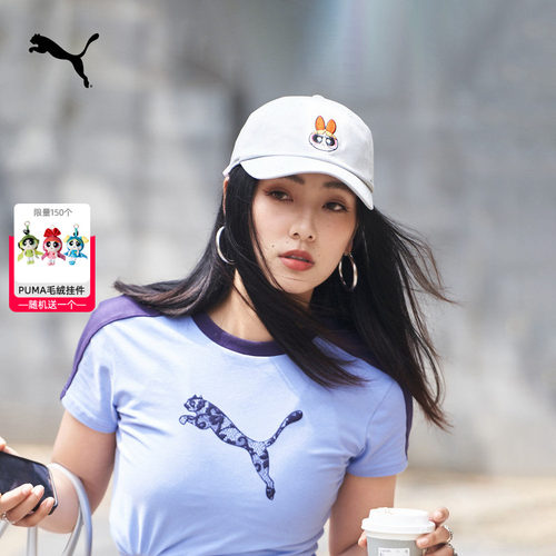 彪马帽子鸭舌帽粉色蝴蝶结飞天小女警联名夏季新款卡通遮阳棒球帽