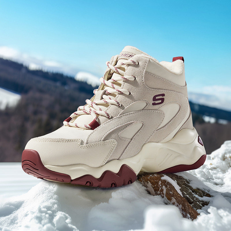 斯凯奇女鞋加绒厚底运动鞋冬季新款高帮熊猫鞋保暖舒适休闲老爹鞋,运动鞋new,运动休闲鞋,淘宝优惠券,粉丝福利购,淘宝优惠卷