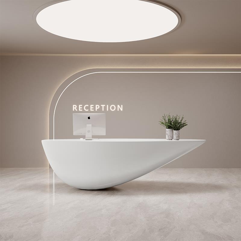 需定制玻璃钢烤漆前台接待台公司简约现代办公异形创意时尚定制医