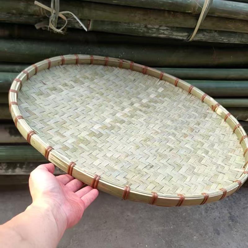 竹编簸箕茶叶晾晒农家用手工圆形特大号幼儿园绘画装饰商用大中小图片