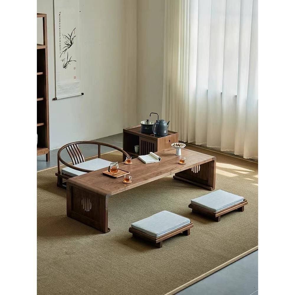 需定制新中式榆木榻榻米桌椅组合实木泡茶桌飘窗阳台小地禅意炕桌
