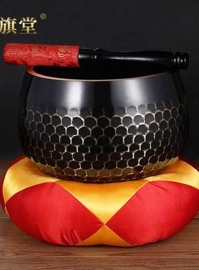 台湾铜磬铜钵佛音碗修行钵瑜伽颂钵法器家用黑色黄铜庆寺庙大磬