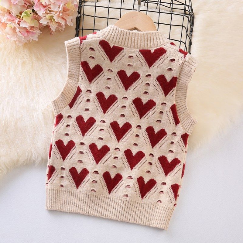 女童毛衣背心春秋款2024新款中大童外穿无袖上衣儿童针织衫马甲女
