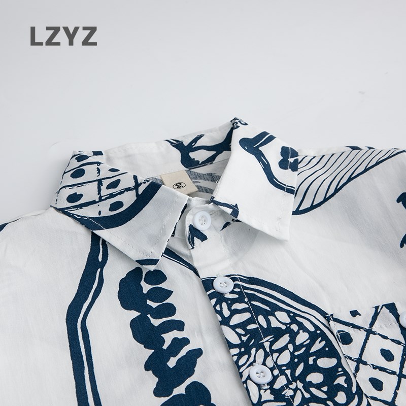 LZYZ童装男童长袖衬衫纯棉宽松薄款春装小童宝宝上衣洋气儿童衬衣