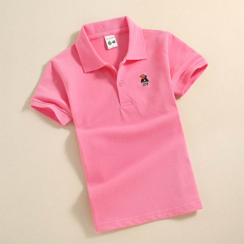 男童短袖polo衫女童夏季休闲翻领T恤儿童白色纯棉演出小学生校服