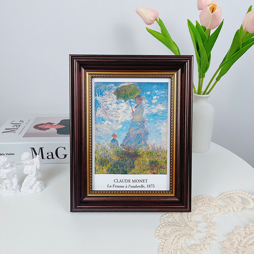 莫奈复古油画装饰画桌面摆件家居饰品客厅卧室餐厅相框摆台挂画