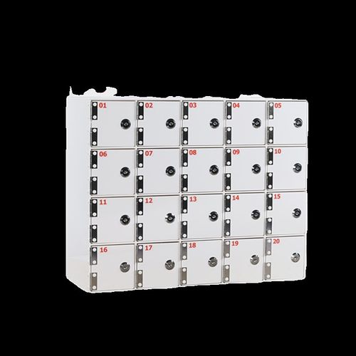 亚克力带锁手机存放柜白色存放箱工厂员工收纳盒挂墙保管箱寄存柜