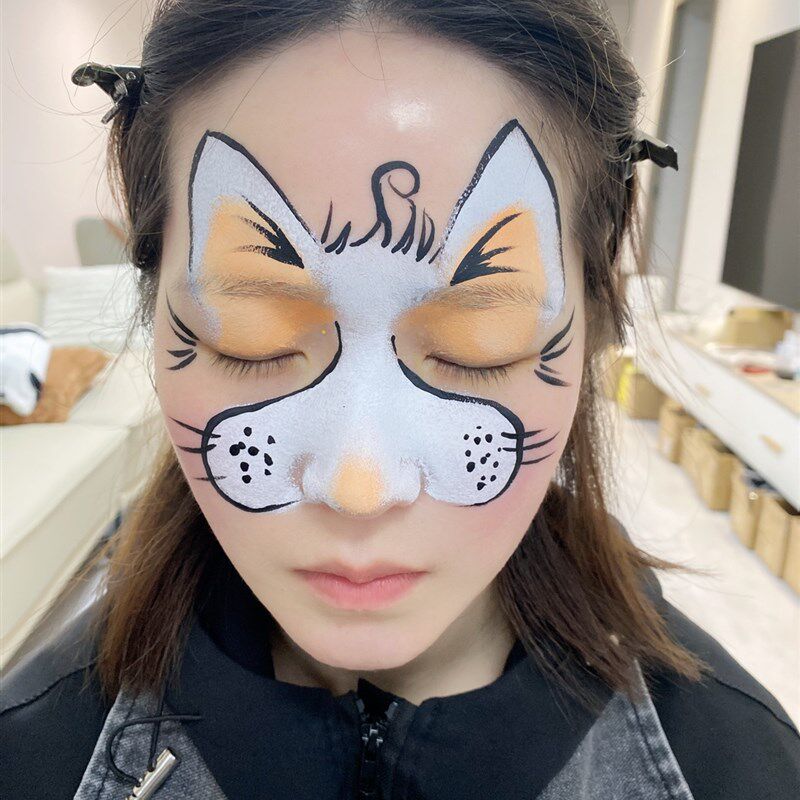 全套面部工具彩绘洗笔盒10张卡纸全套笔刷2盒面部彩绘颜料