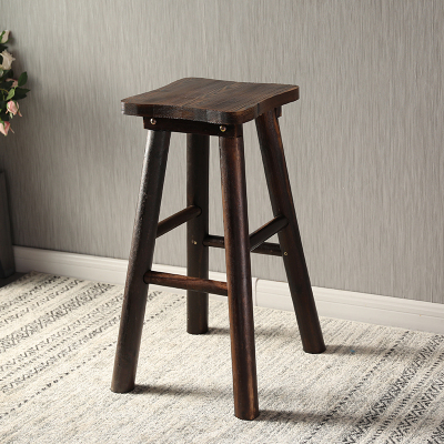 实木吧台椅餐椅家用复古原木酒吧椅简约休闲高脚凳子前台椅书房椅
