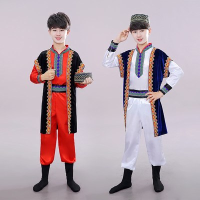 儿童新疆舞演出服男童维吾尔族服装幼儿回族少数民族哈萨克族表演