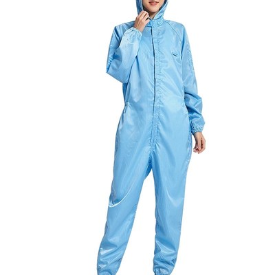 草绿色无尘服连体车间工作服带口袋防静电服网格大褂男女分体服