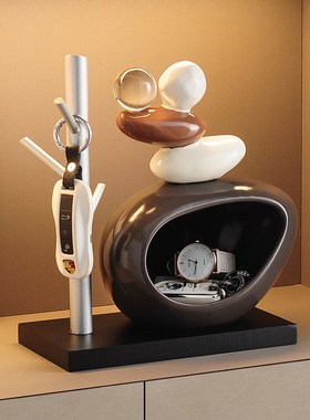 石来运转钥匙收纳玄关摆件入户客厅酒柜电视柜玄关装饰品乔迁礼物