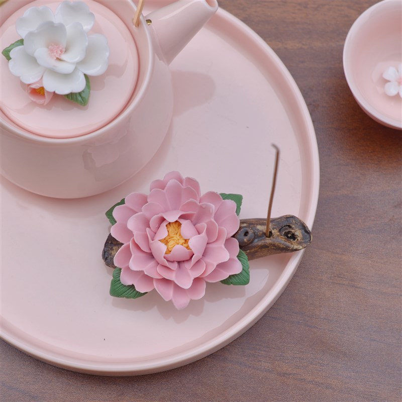 枯木逢春牡丹花香插摆件陶瓷工艺品装饰盖置国色天香纯手工送闺蜜