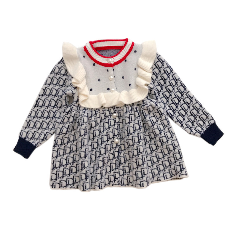 2021秋冬小童公主裙儿童针织衫女童毛衣裙女孩洋气连衣裙娃娃裙潮